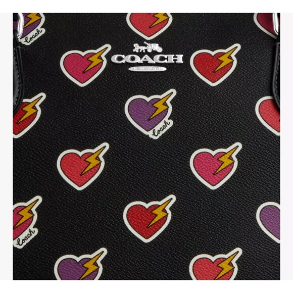 New Coach CW434 Gallery Tote Bag with Heart Bolt Print Black Multi - Picture 5 of 5